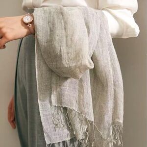 Lightweight Beige Linen-Style Scarf - Neutral Wrap